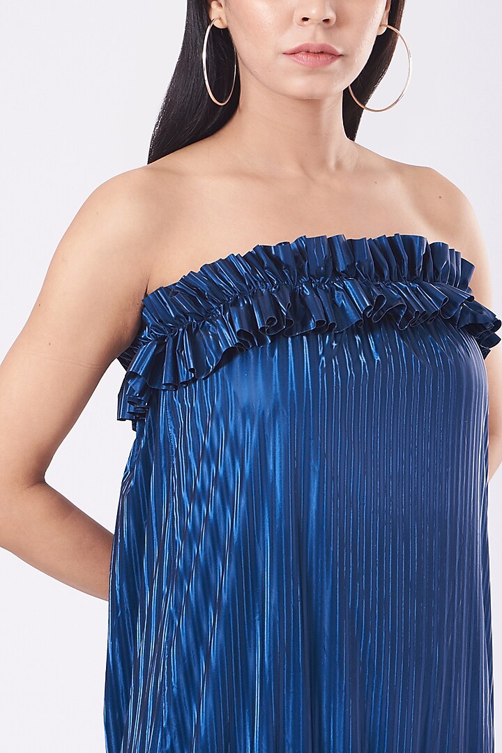Electric Blue Strapless Cocktail Dress by KANGANA TREHAN at Pernia's Pop Up Shop