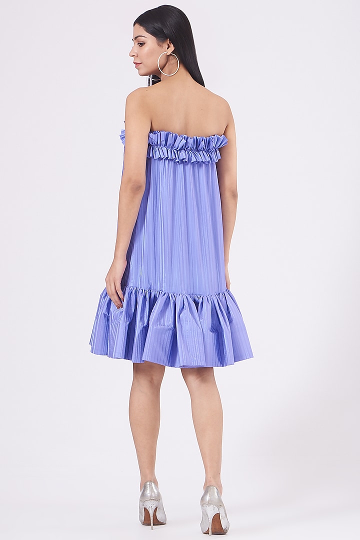 Periwinkle Blue Strapless Cocktail Dress by KANGANA TREHAN at Pernia's Pop Up Shop