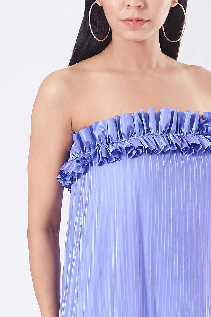 Periwinkle Blue Strapless Cocktail Dress by KANGANA TREHAN at Pernia's Pop Up Shop