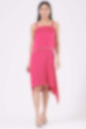 Hot Pink Midi Dress by KANGANA TREHAN