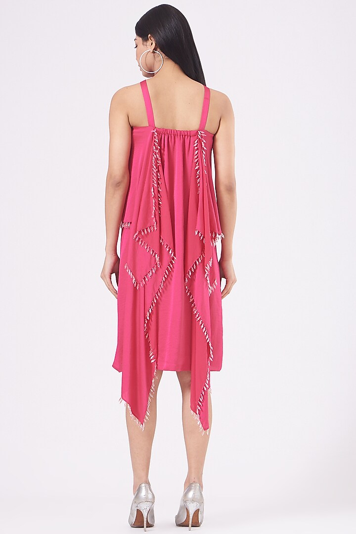 Hot Pink Midi Cocktail Dress by KANGANA TREHAN at Pernia's Pop Up Shop