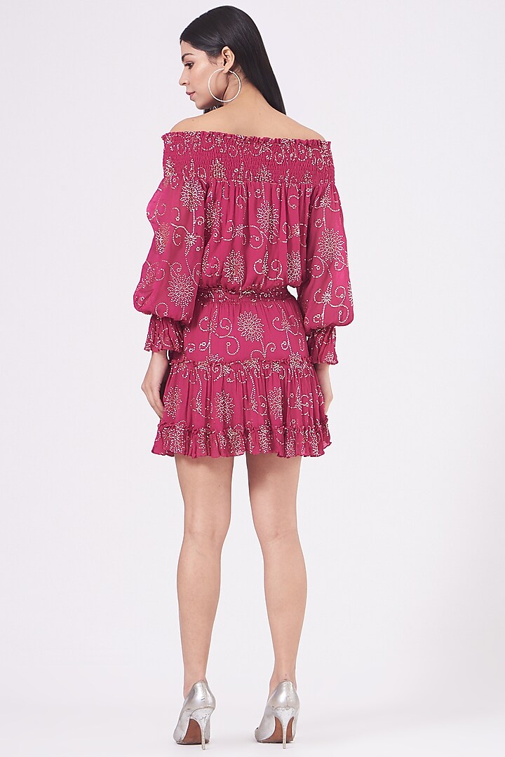 Magenta Off-Shoulder Vacation Dress by KANGANA TREHAN at Pernia's Pop Up Shop