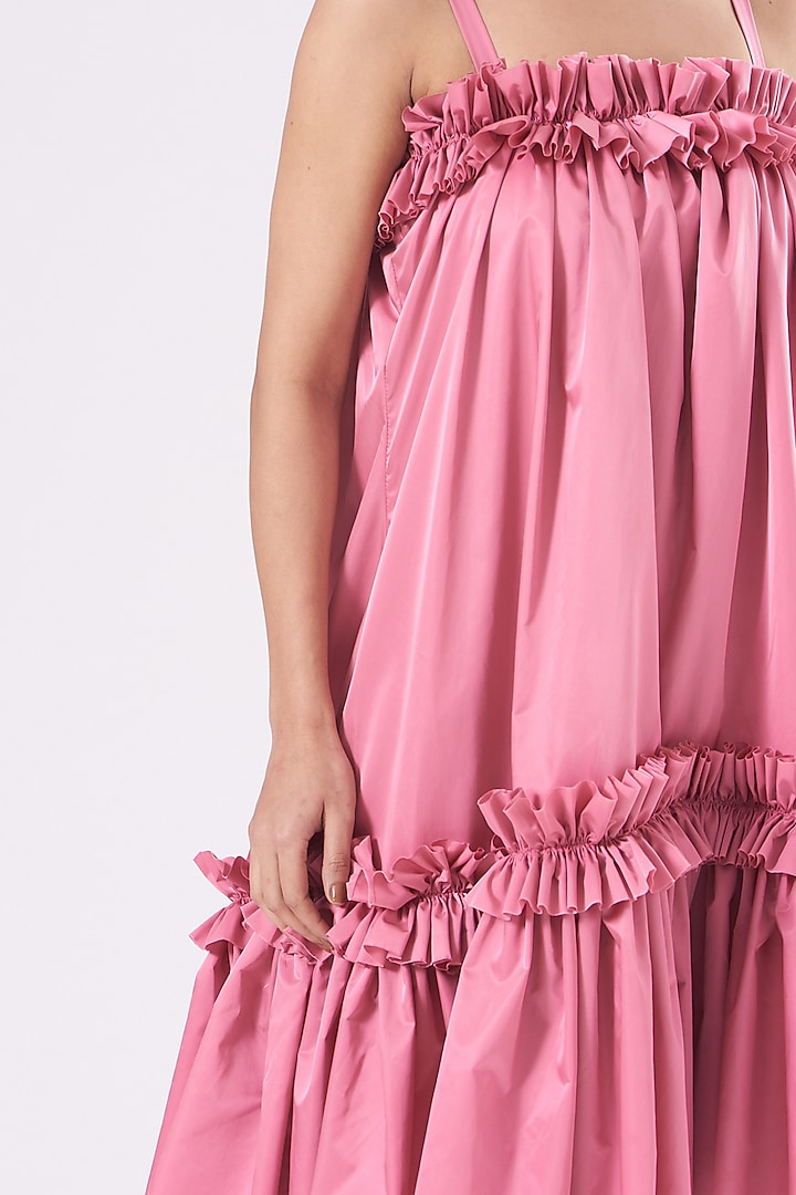 Candy Pink Ruffled Cocktail Dress by KANGANA TREHAN at Pernia's Pop Up Shop