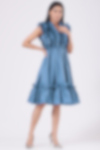 Blue Ruffled Dress by KANGANA TREHAN