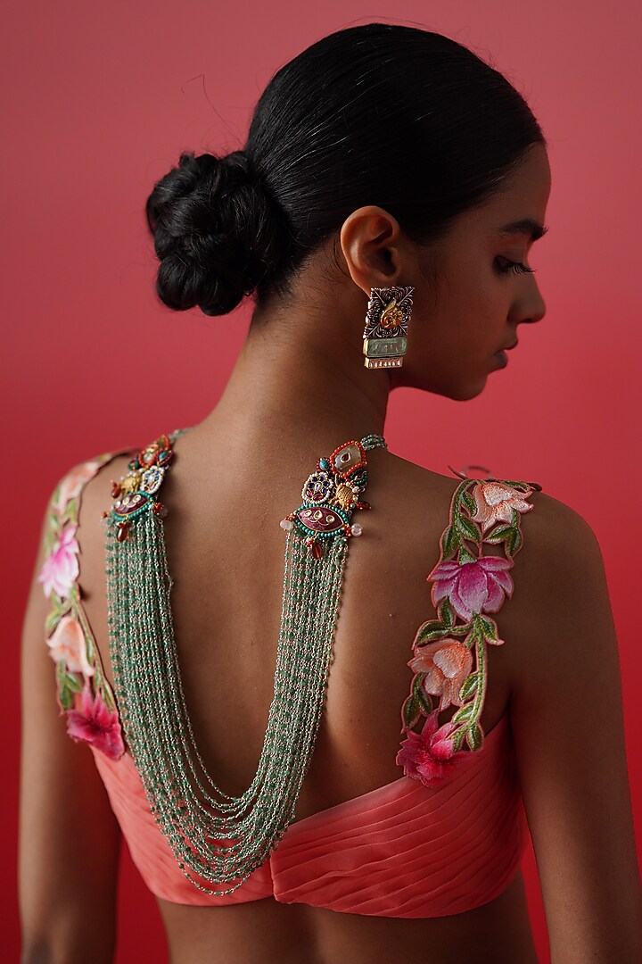 Red Crepe Layered Wedding Lehenga Set by Kavitha Gutta at Pernia's Pop Up Shop