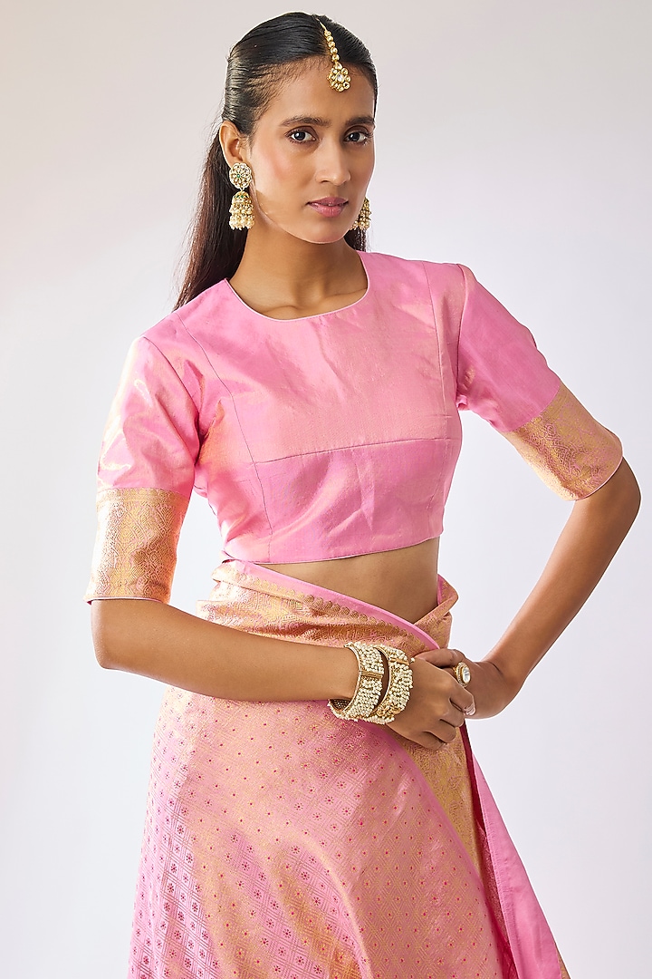 Pink Silk Bridal Saree Set by Kavitha Gutta at Pernia's Pop Up Shop