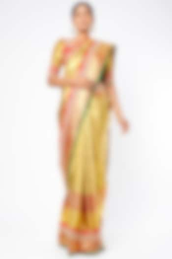 Gold Pure Kanchi Tissue Saree Set by Kavitha Gutta at Pernia's Pop Up Shop