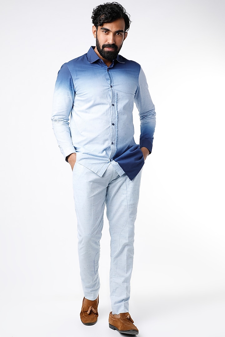 Sky Blue Ombre Shaded Pant Set by Kaha at Pernia's Pop Up Shop