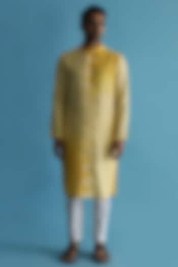 Yellow Shaded Linen Kurta by Kaha