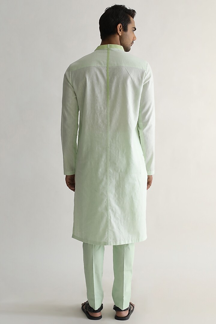 Mint Green Shaded Linen Kurta by Kaha at Pernia's Pop Up Shop