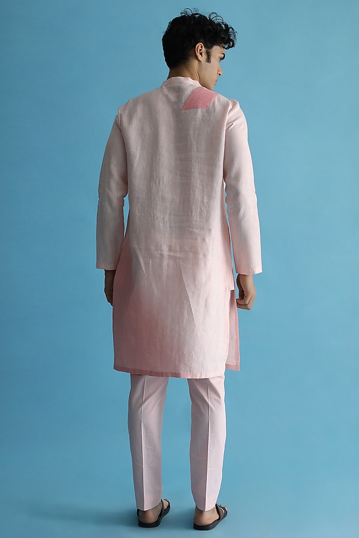 Blush Pink Shaded Asymmetrical Kurta by Kaha at Pernia's Pop Up Shop