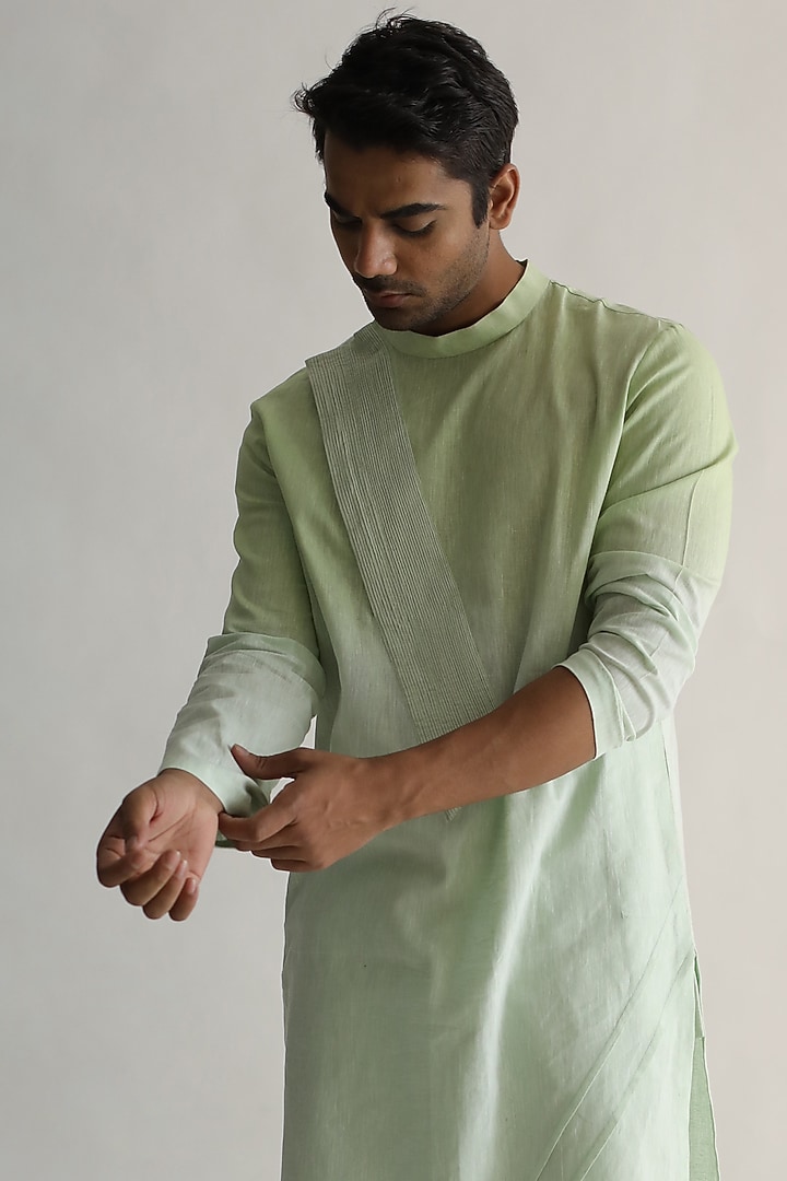 Mint Green Shaded Asymmetrical Kurta by Kaha at Pernia's Pop Up Shop
