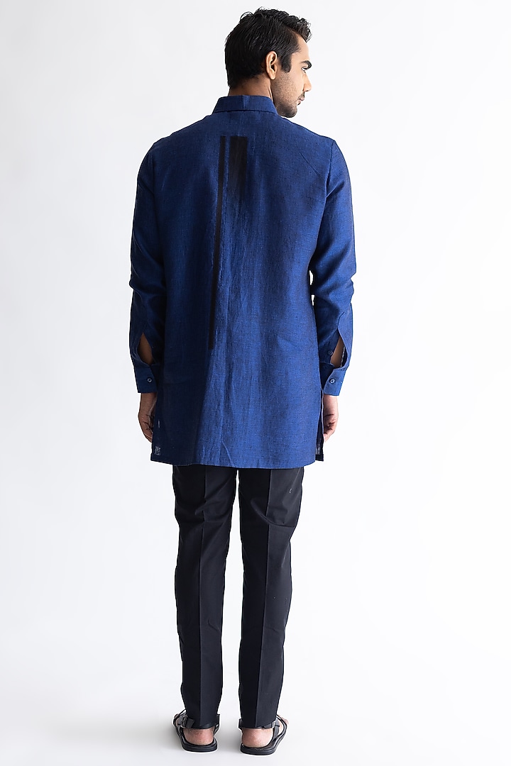 Cobalt Blue Shaded Party Wear Shirt by Kaha at Pernia's Pop Up Shop