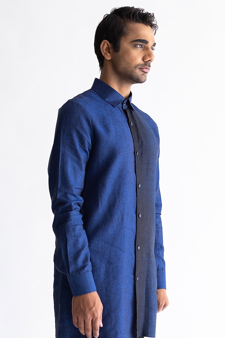 Cobalt Blue Shaded Party Wear Shirt by Kaha at Pernia's Pop Up Shop