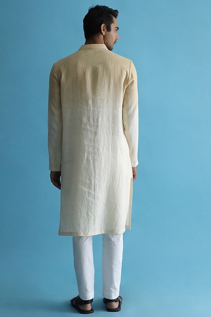 Beige Ombre-Shaded Linen Kurta Set by Kaha at Pernia's Pop Up Shop