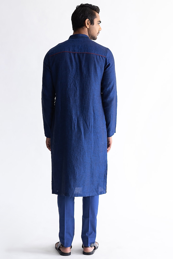 Cobalt Blue Linen Kurta by Kaha at Pernia's Pop Up Shop