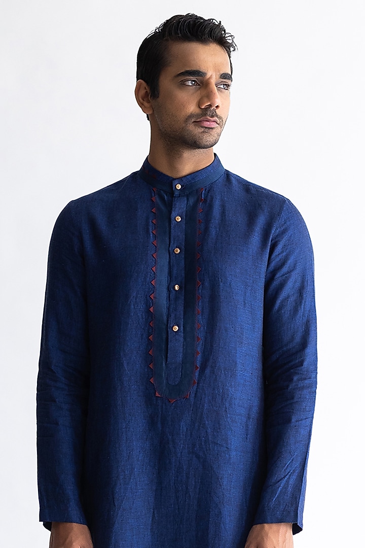 Cobalt Blue Linen Kurta by Kaha at Pernia's Pop Up Shop