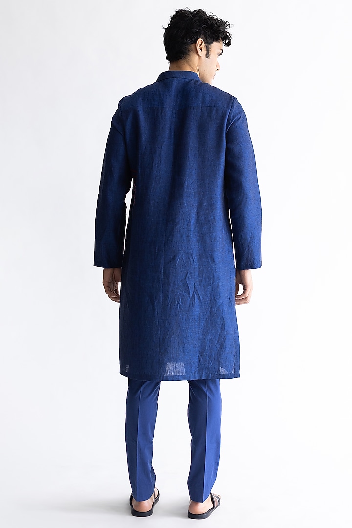 Cobalt Blue Kurta In Linen by Kaha at Pernia's Pop Up Shop