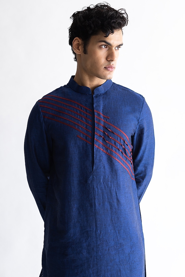 Cobalt Blue Kurta In Linen by Kaha at Pernia's Pop Up Shop