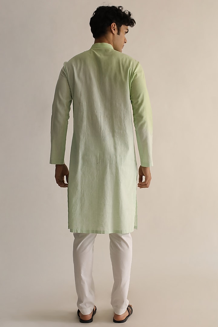 Mint Green Ombre-Shaded Nehru Jacket With Kurta Set by Kaha at Pernia's Pop Up Shop