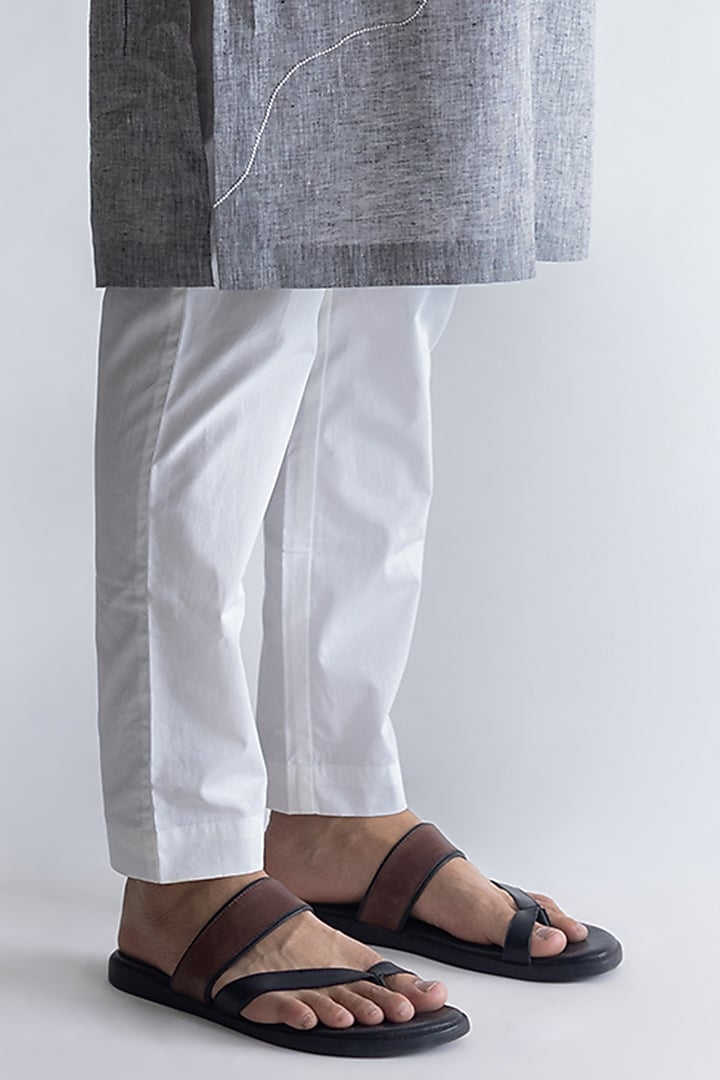 Grey Embroidered Bundi Jacket With Kurta Set by Kaha at Pernia's Pop Up Shop