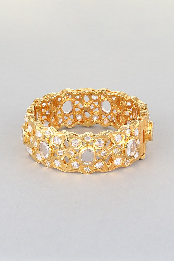 Gold Plated Kundan Carved Bangle by Kiara at Pernia's Pop Up Shop