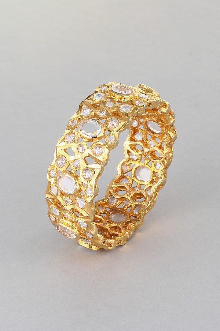 Gold Plated Kundan Carved Bangle by Kiara at Pernia's Pop Up Shop