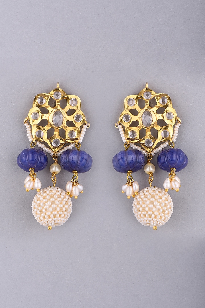 Gold Plated Sapphire Earrings by Kiara at Pernia's Pop Up Shop