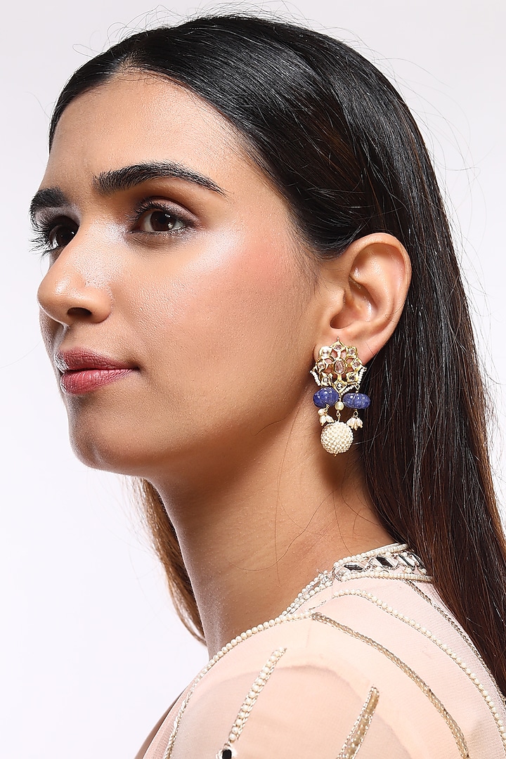 Gold Plated Sapphire Earrings by Kiara at Pernia's Pop Up Shop