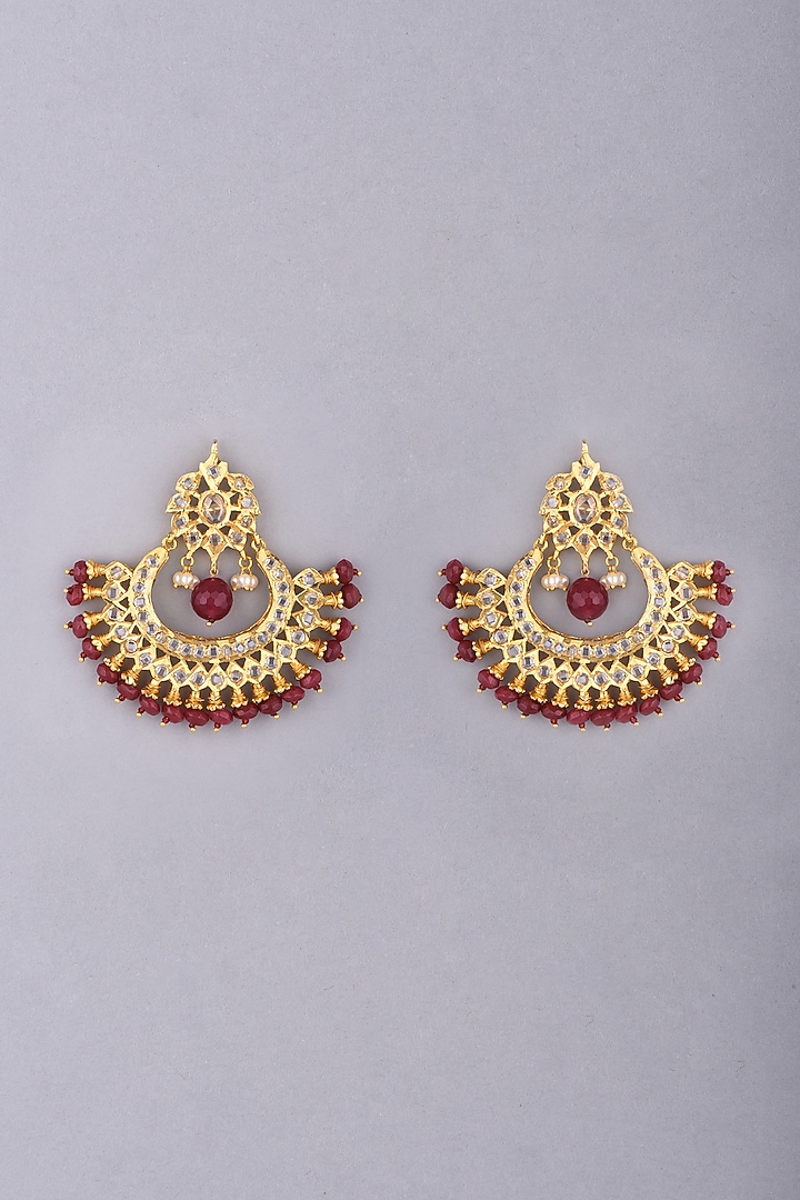 Gold Plated Kundan Chandbali Earrings by Kiara at Pernia's Pop Up Shop