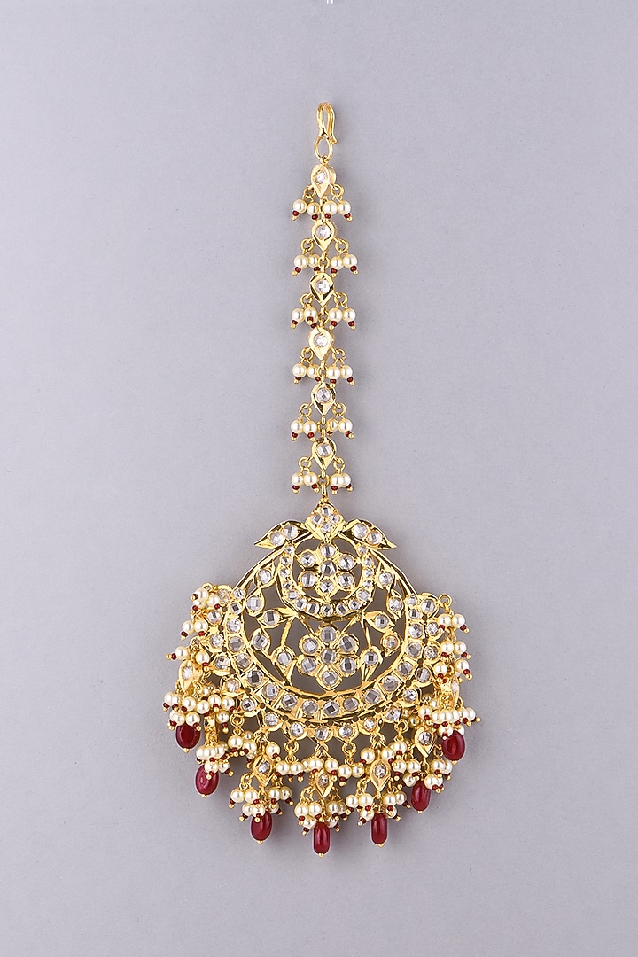 Gold Plated Red Onyx Maang Tikka by Kiara at Pernia's Pop Up Shop