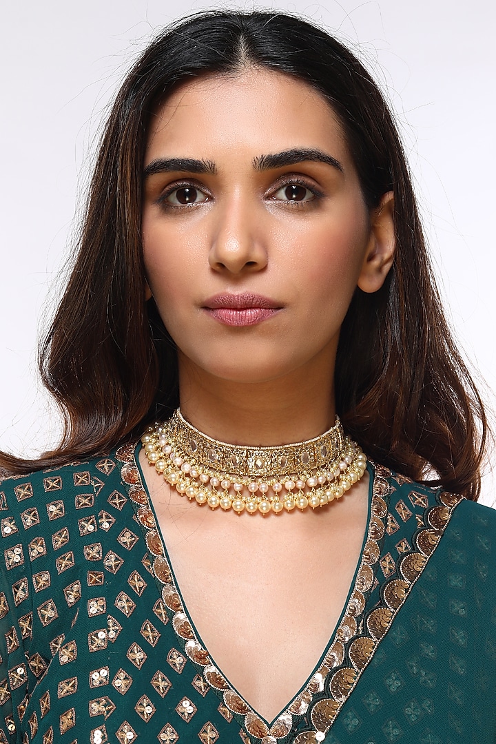 Gold Plated Kundan Choker Necklace by Kiara at Pernia's Pop Up Shop
