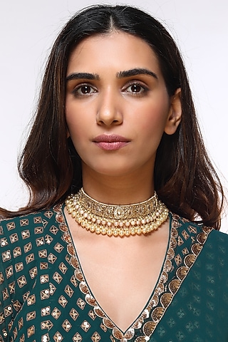 Gold Plated Kundan Choker Necklace by Kiara