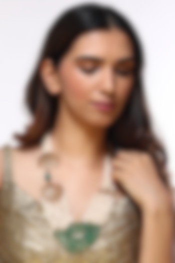 Gold Plated Green Onyx & Pearl Necklace by Kiara at Pernia's Pop Up Shop