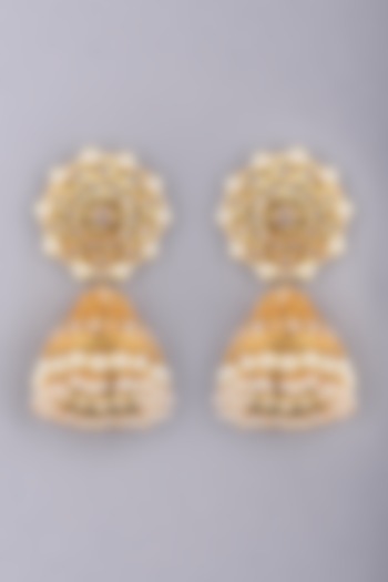 Gold Plated Kundan Jhumka Earrings by Kiara
