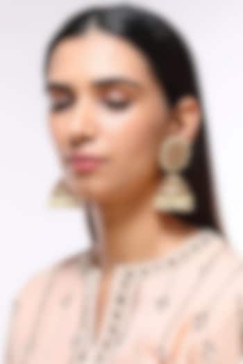 Gold Plated Kundan Jhumka Earrings by Kiara