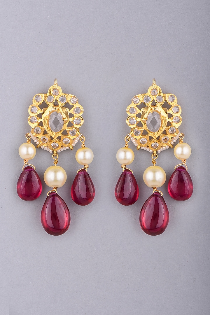 Gold Plated Tourmaline Earrings by Kiara at Pernia's Pop Up Shop