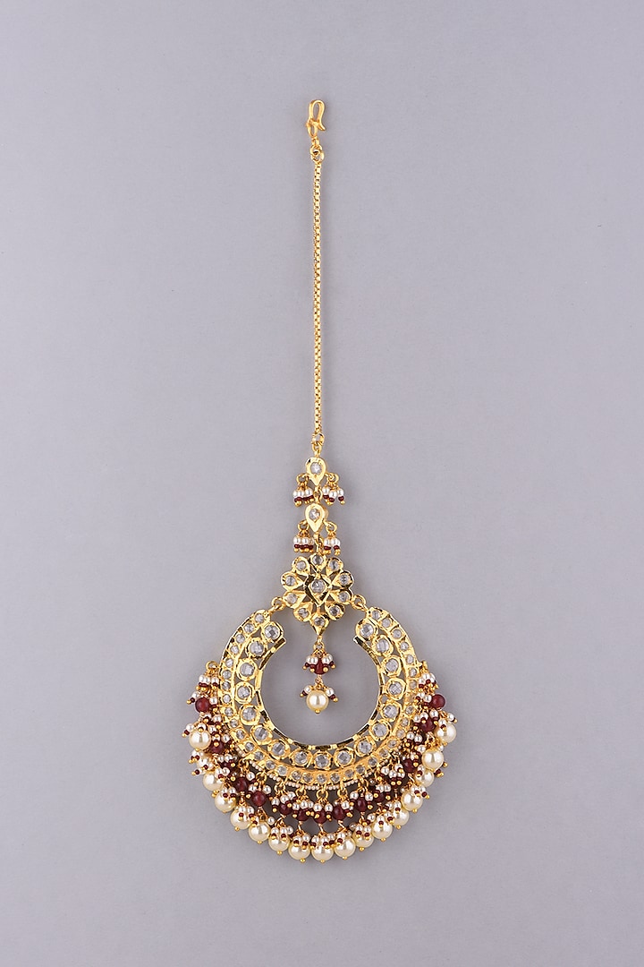 Gold Plated Pearl Maangtikka by Kiara at Pernia's Pop Up Shop