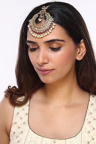 Gold Plated Pearl Maangtikka by Kiara