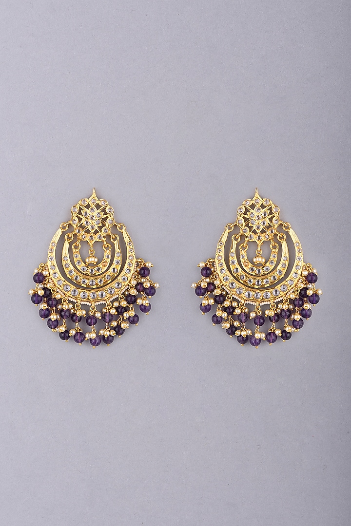 Gold Plated Amethyst Earrings by Kiara at Pernia's Pop Up Shop