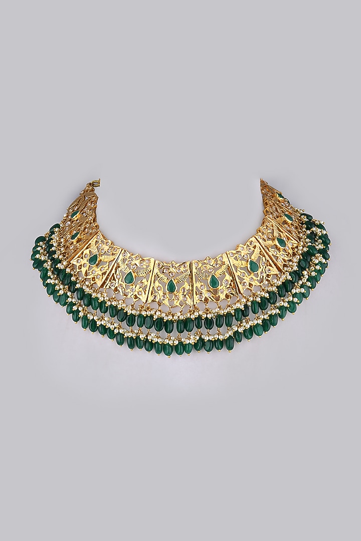 Gold Plated Green Onyx Choker Necklace by Kiara at Pernia's Pop Up Shop
