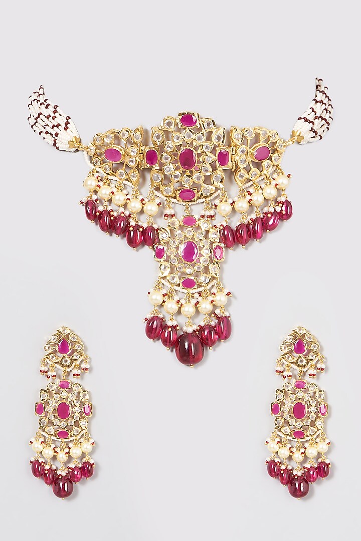 Gold Plated Choker Necklace Set With Beads by Kiara at Pernia's Pop Up Shop