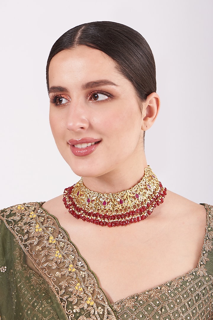 Gold Plated Choker Necklace With Beads by Kiara at Pernia's Pop Up Shop