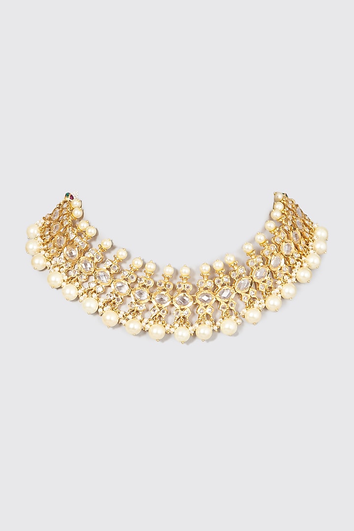 Gold Plated Necklace With Kundan Polki by Kiara at Pernia's Pop Up Shop