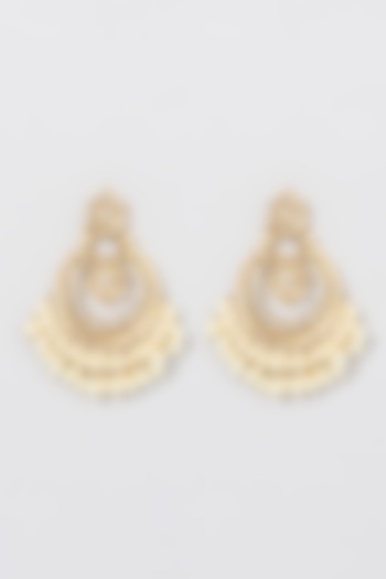 Gold Plated Kundan Polki Chandbali Earrings by Kiara