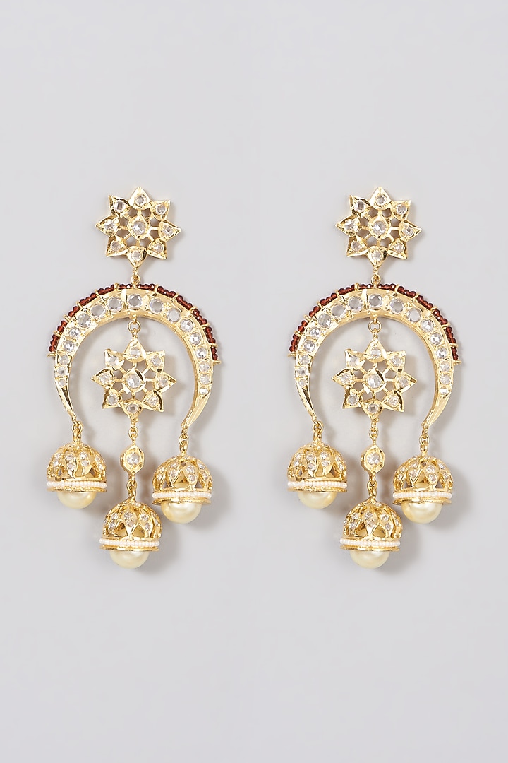 Gold Plated Kundan Polki Dangler Earrings by Kiara at Pernia's Pop Up Shop