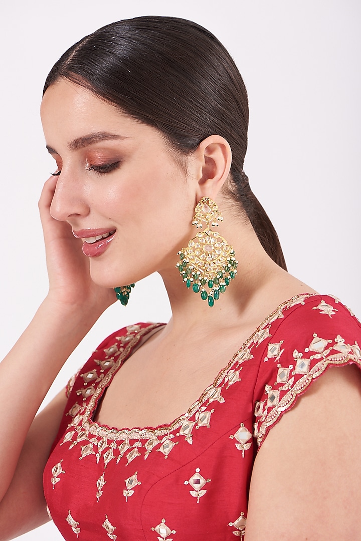 Gold Plated Earrings With Onyx Beads by Kiara at Pernia's Pop Up Shop