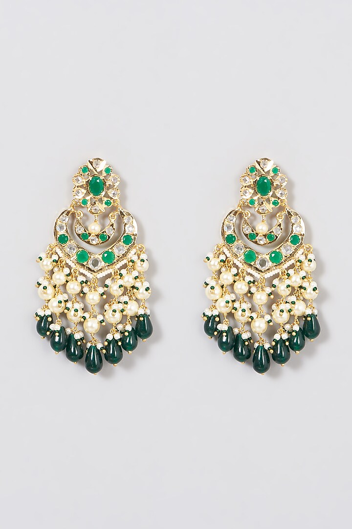 Gold Plated Kundan Polki Chandbali Earrings by Kiara at Pernia's Pop Up Shop