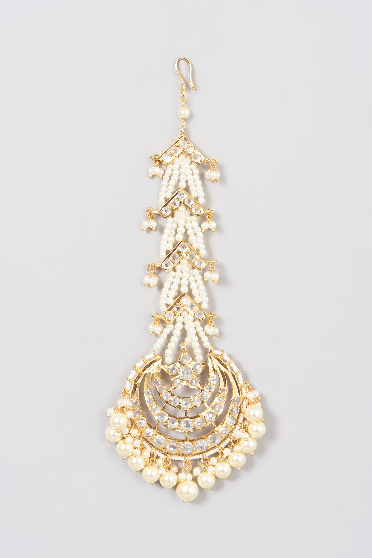 Gold Plated Pearl Maang Tikka by Kiara