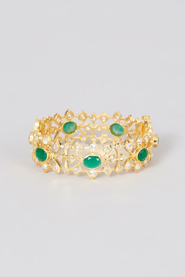 Gold Plated Kundan Polki Bangle by Kiara at Pernia's Pop Up Shop